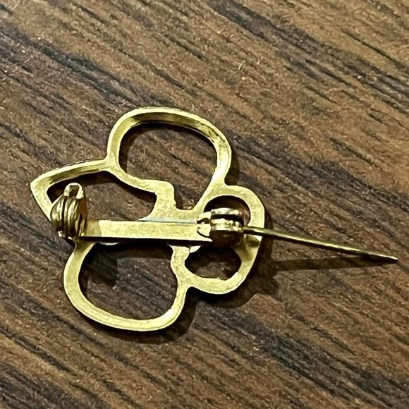 Vintage 1960s Girl Scouts Of America Brownie Trefoil Gold Pin Brooch - Picture 9 of 14